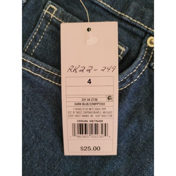 Women's Super-High Rise Contrast Stitch Straight Jeans - Wild Fable Dark Blue 4 - Picture 7 of 8